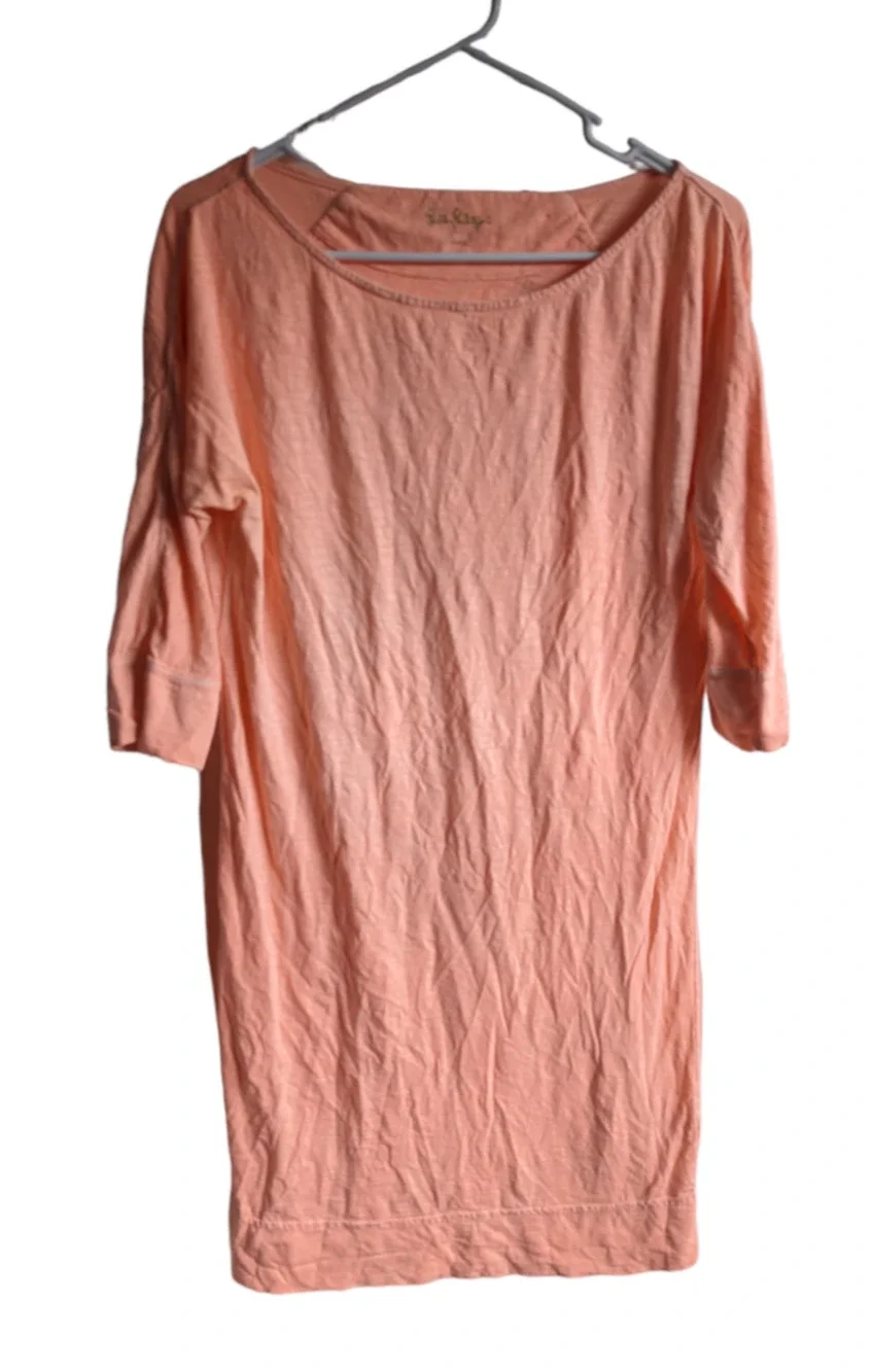 Lilly Pulitzer Womens Cassie T Shirt Dress Knit Light Orange/Pink Pullover Sm